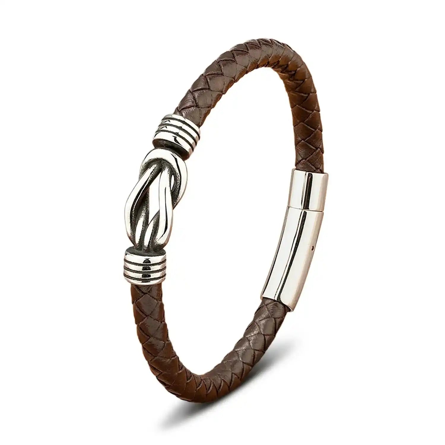 Orion Genuine Leather & Steel Bracelet