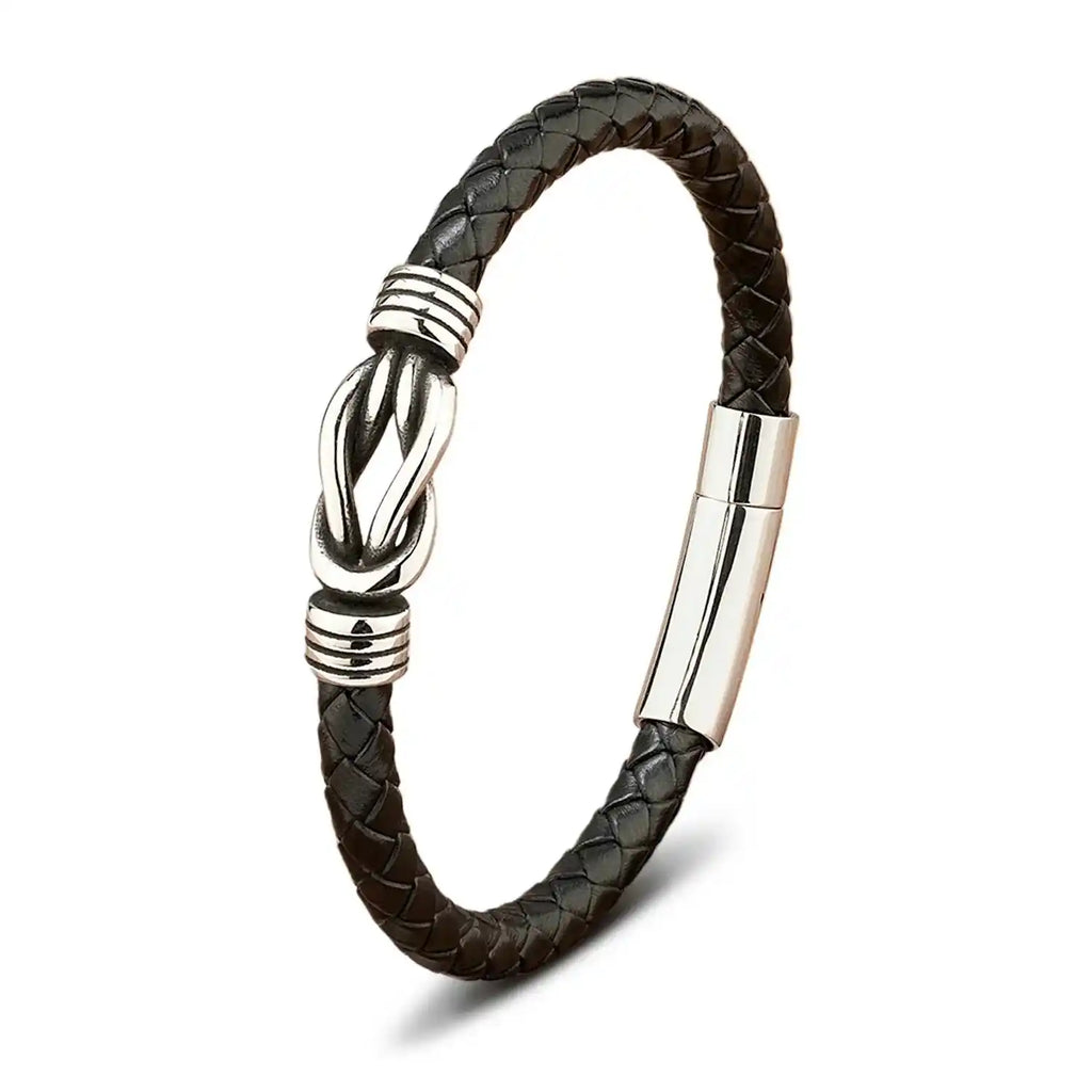 Orion Genuine Leather & Steel Bracelet