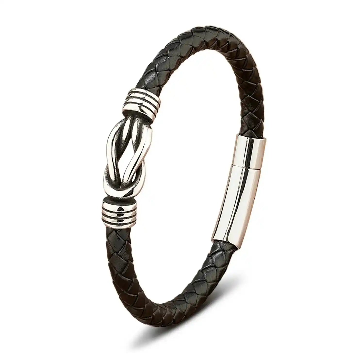 Orion Genuine Leather & Steel Bracelet