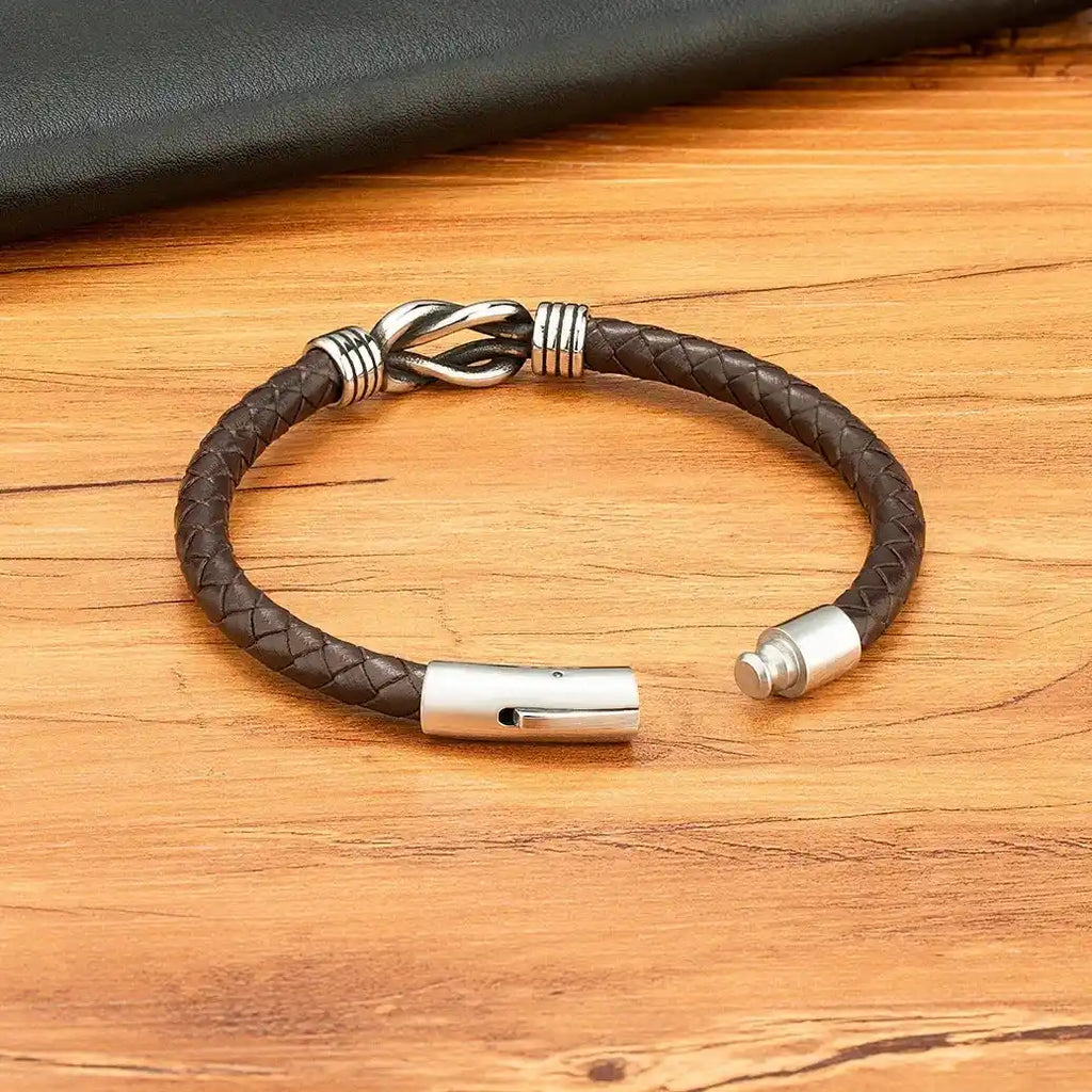 Orion Genuine Leather & Steel Bracelet