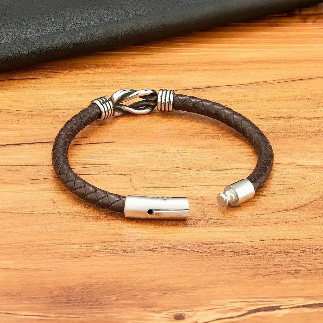 Orion Genuine Leather & Steel Bracelet