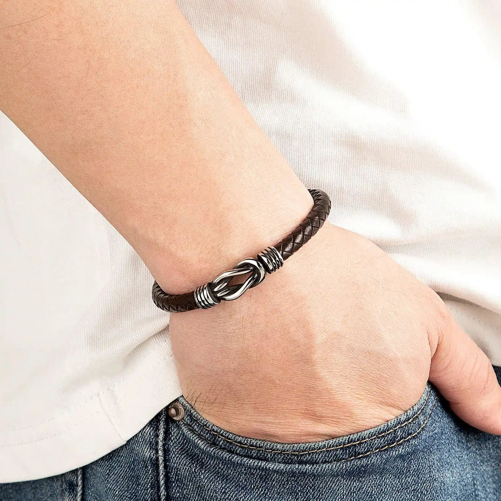 Orion Genuine Leather & Steel Bracelet