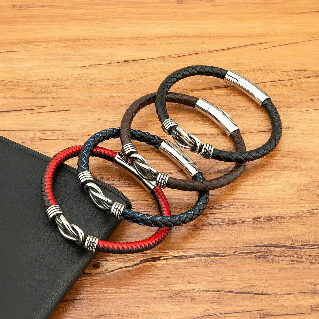 Orion Genuine Leather & Steel Bracelet