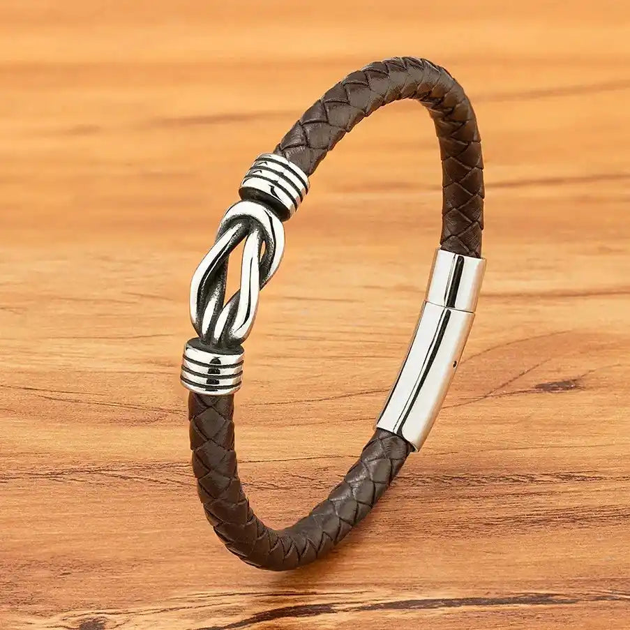 Orion Genuine Leather & Steel Bracelet